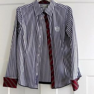 Brooks Brothers Blue and White Striped Blouse
